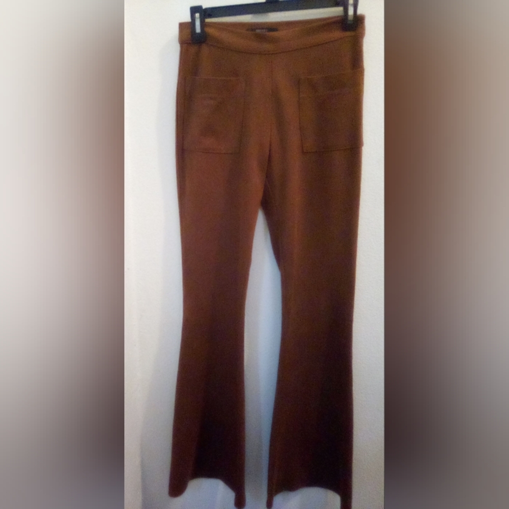 Forever 21  Faux Suede Flare Pants Size S Y2K - Picture 2 of 14